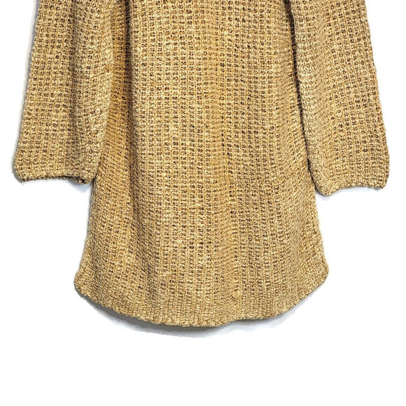 Free People Chunky Knit Crochet Hoodie Long Tunic Pullover Sweater Size M - Picture 12 of 16